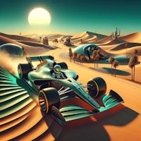 an image of a racing car in the desert